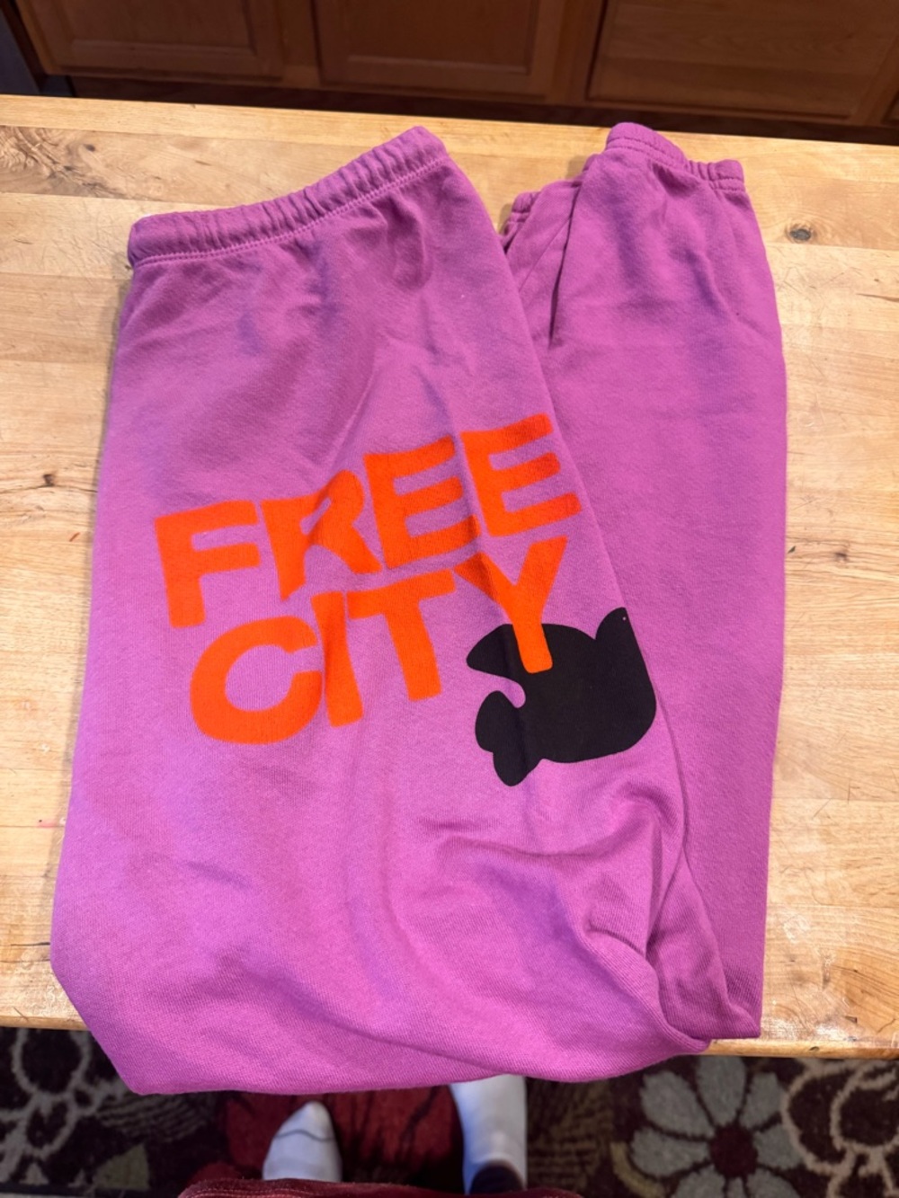 freecity Bright Pink Sweatpants with Orange Logo